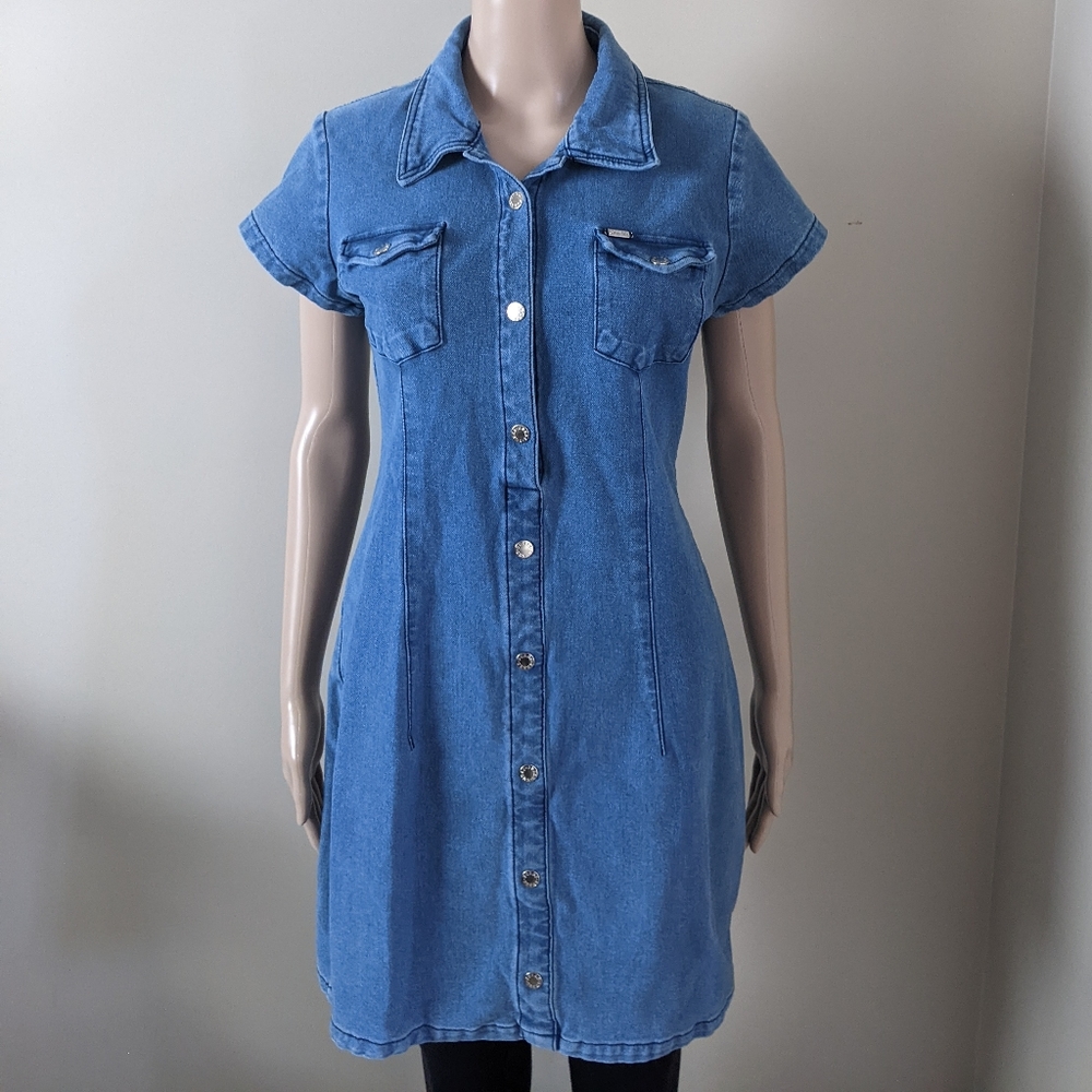 Guess denim jeans short sleeve mini dress, size youth XL